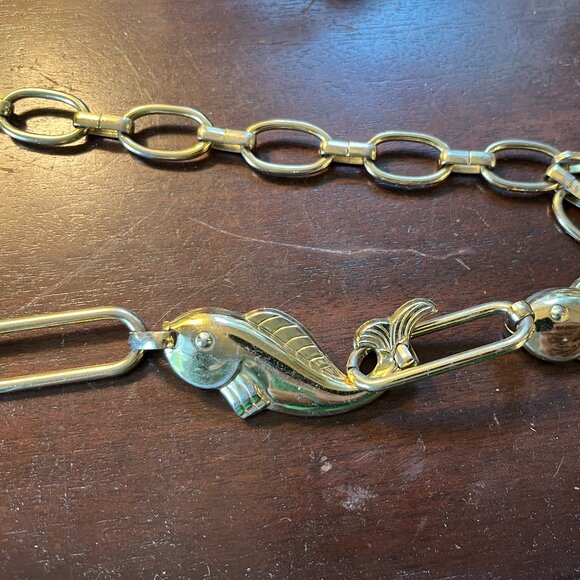 Vintage Brass Chain Belt with Fish main image 5